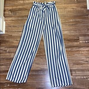 Blue and white stripe pants